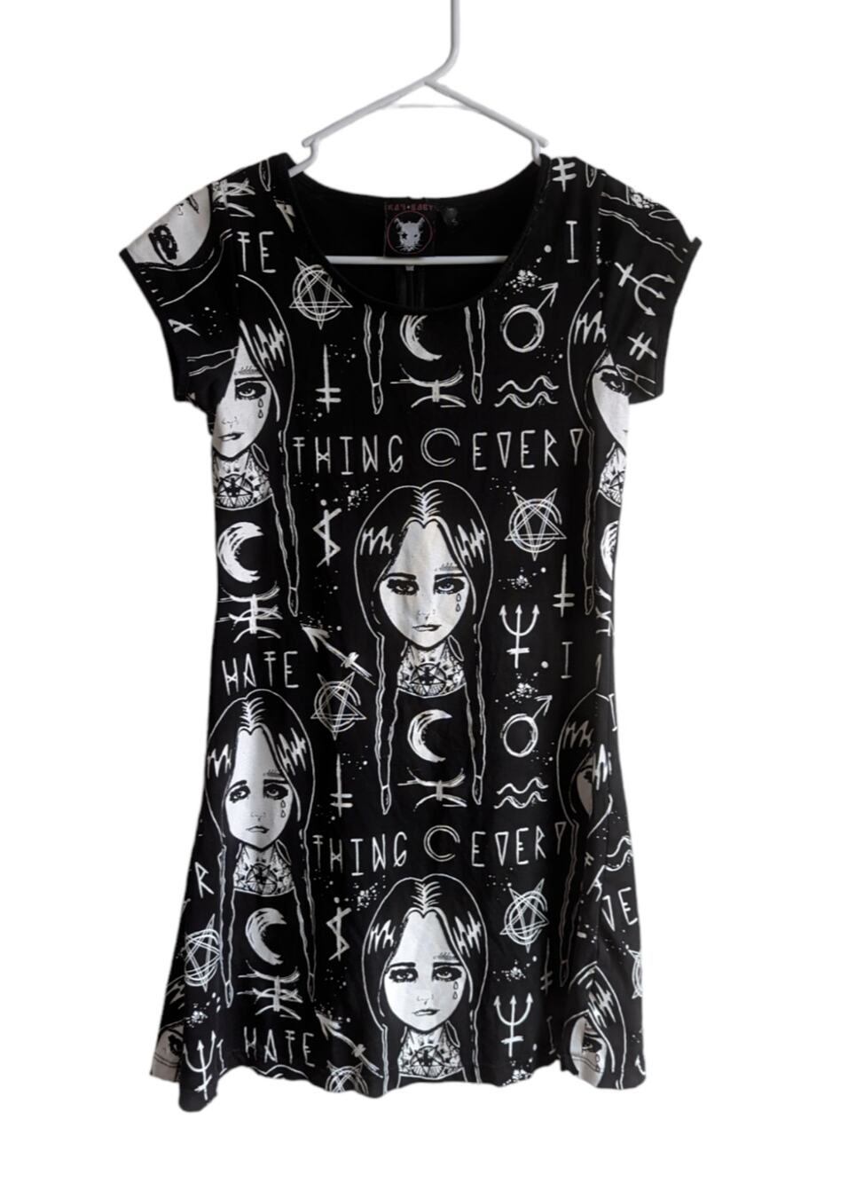 Rat Baby Wednesday Adams Black/White Dress Witchy Occult Gothic Size Small